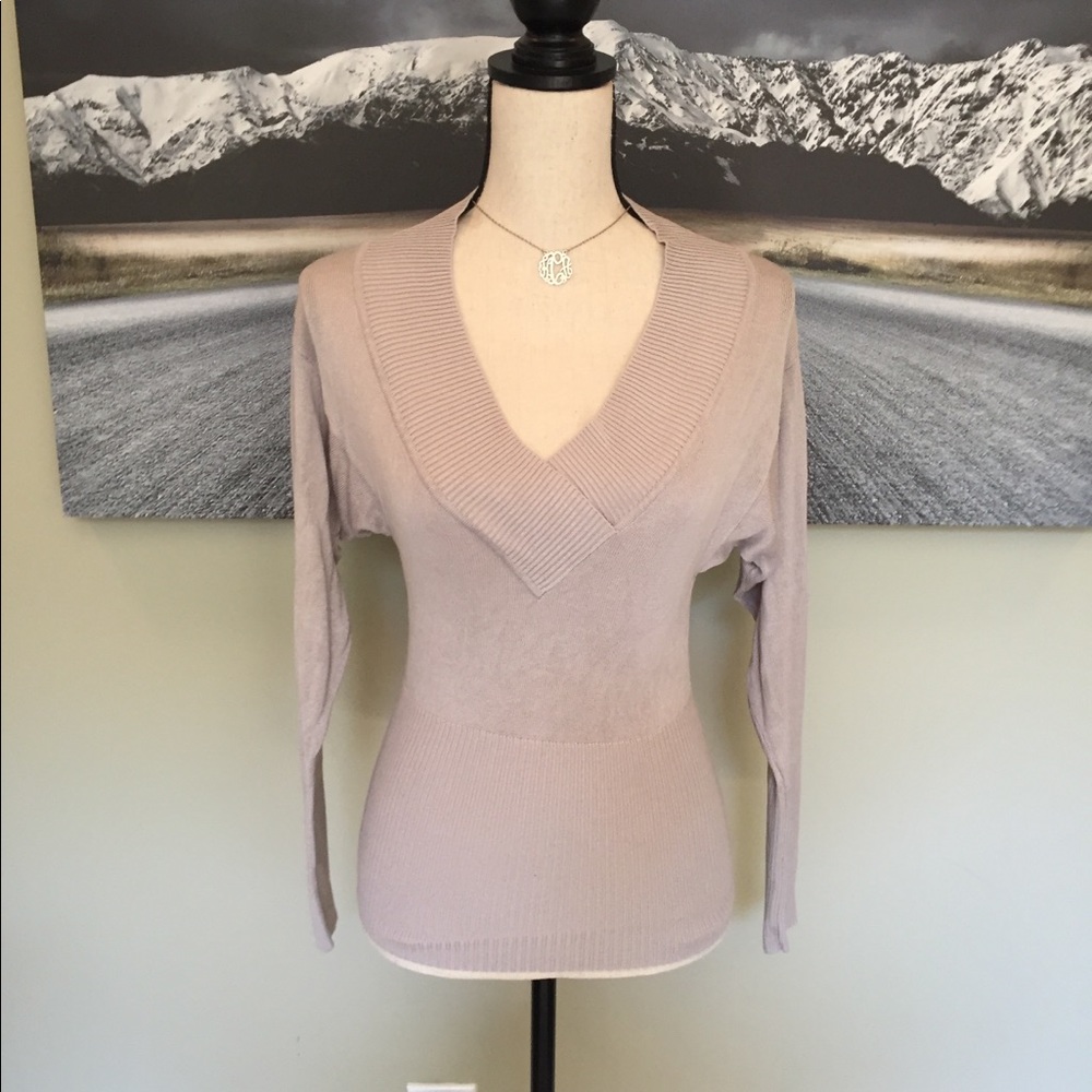 Charlotte Russe V neck light Knut sweater top